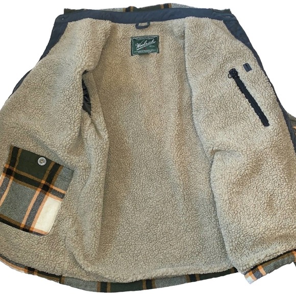 WOOLRICH Vintage Wool Button Down Shacket Shirt Jacket Lined Coat Plaid Winter - Picture 3 of 7